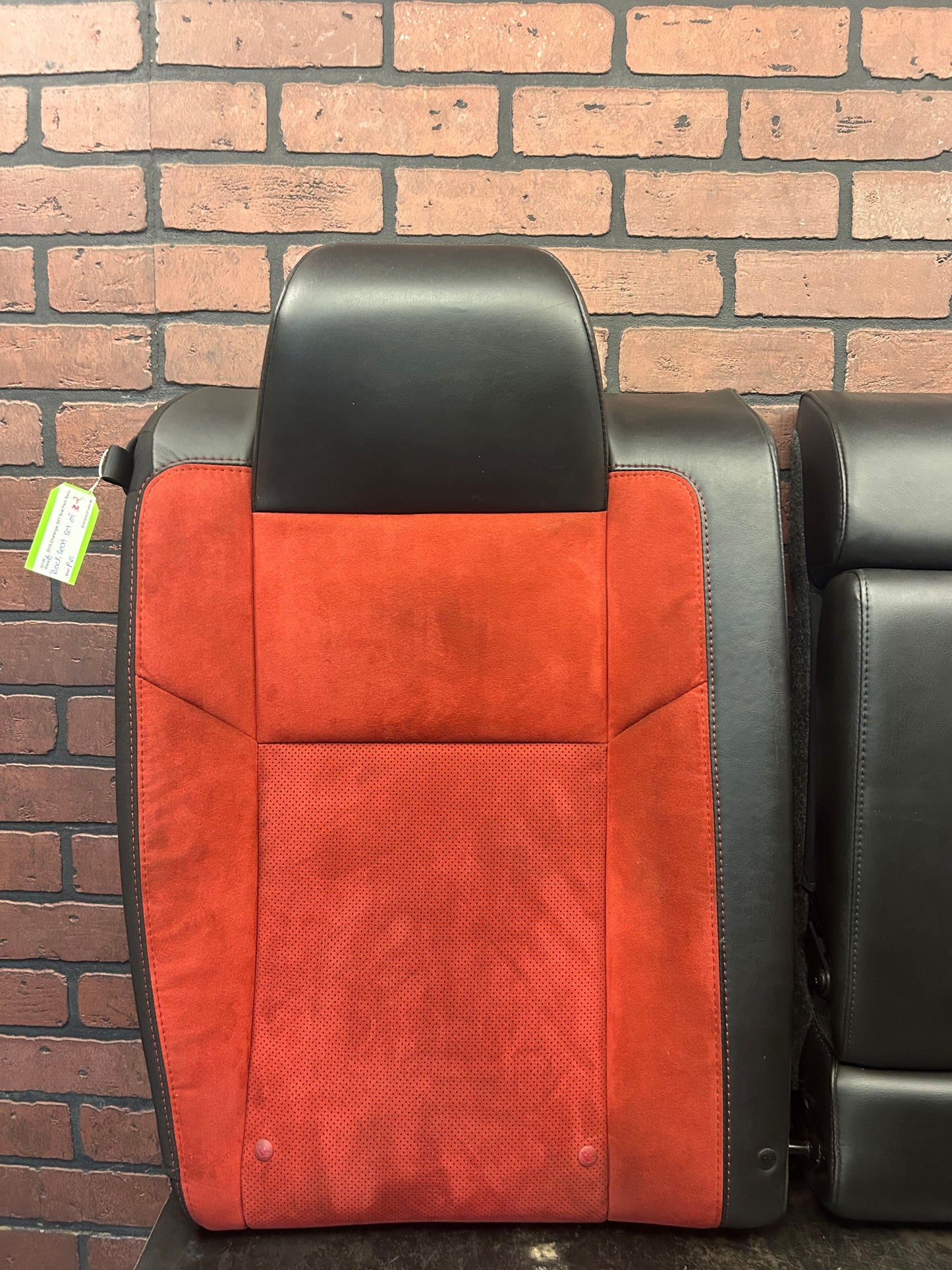 2015-2023 Dodge Challenger Black Leather Red Suede Rear Seat Back OEM