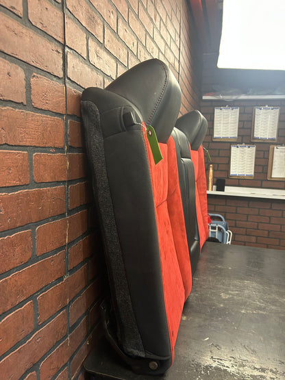 2015-2023 Dodge Challenger Black Leather Red Suede Rear Seat Back OEM