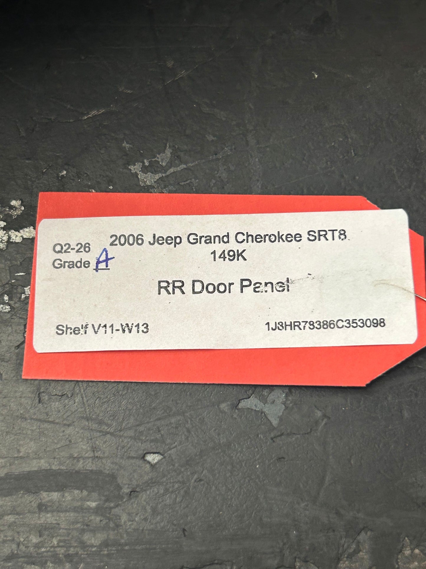 2005-2007 Jeep Grand Cherokee SRT8 Rear Passenger RH Side Interior Door Panel