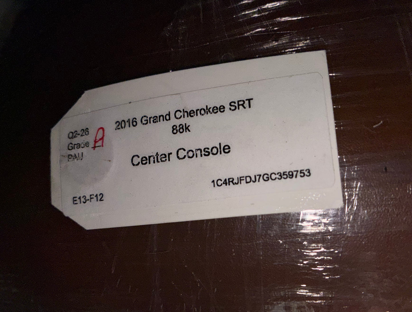 2014-2017 Jeep Grand Cherokee Center Floor Console Assembly Brown Leather OEM