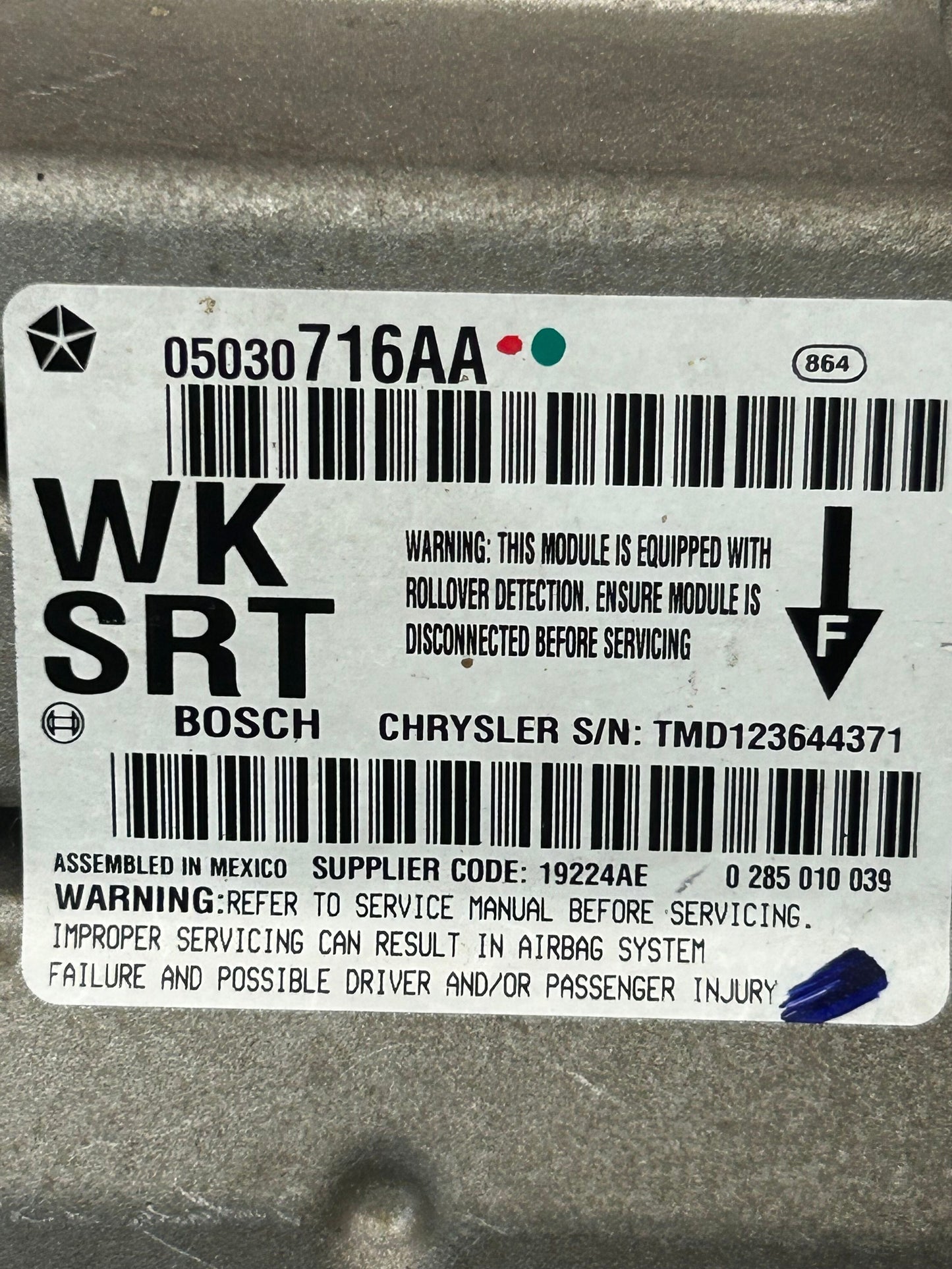 2006 Jeep Grand Cherokee SRT8 Occupant Restraint Module OEM 05030716AA