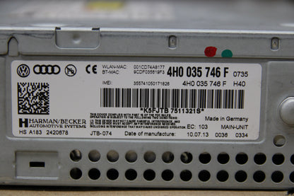2011-2014 AUDI A8L AUDIO RADIO RECEIVER CD DISC PLAYER MODULE OEM 4H0 035 746 F