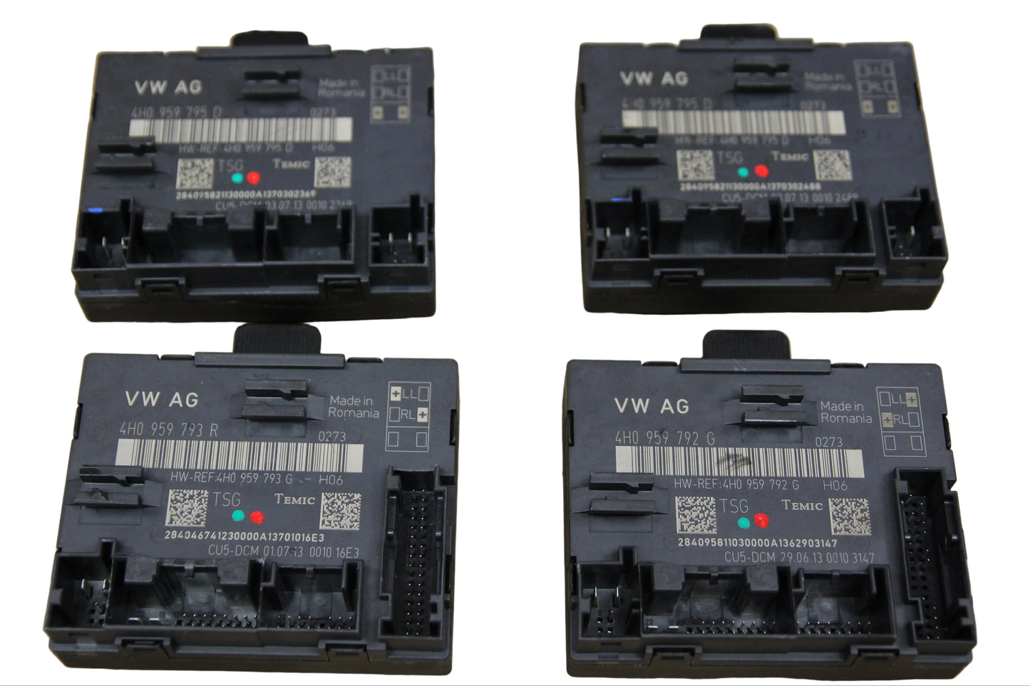 2012-2018 Audi A8 Quattro Front Rear Left Right Door Control Module Set OEM