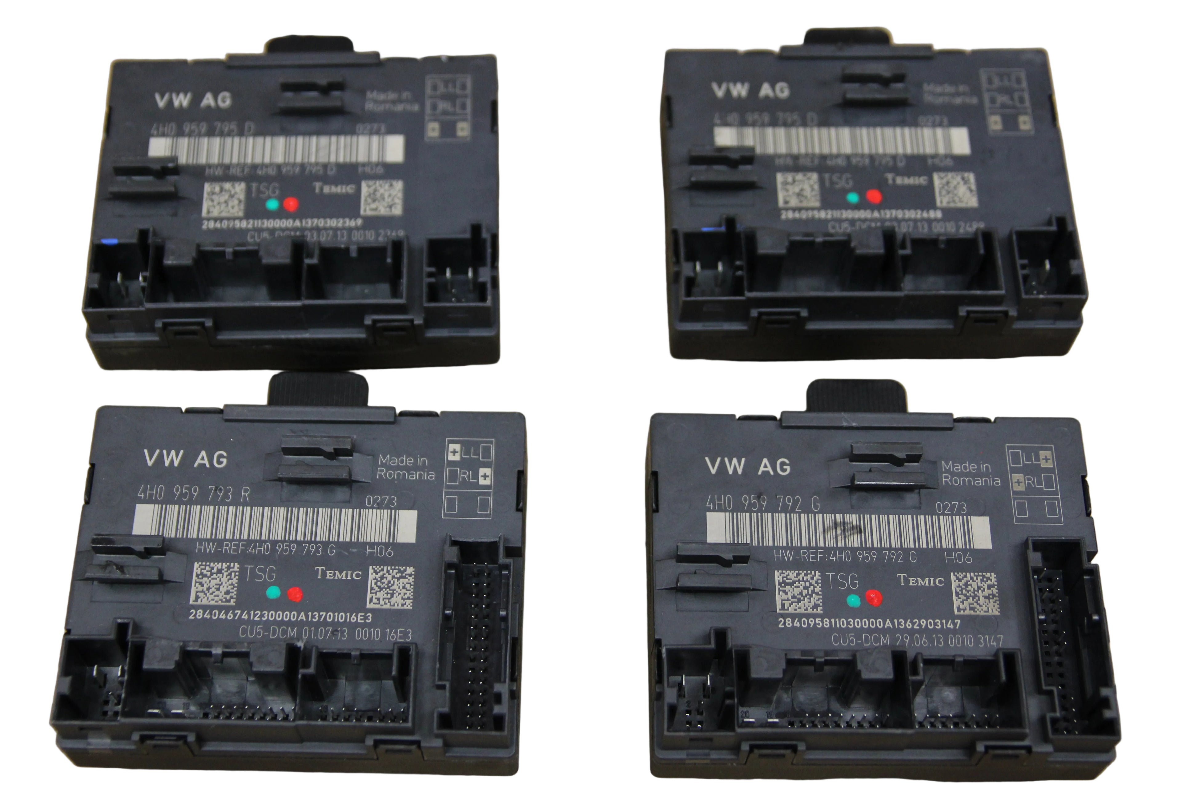 2012-2018 Audi A8 Quattro Front Rear Left Right Door Control Module Set OEM