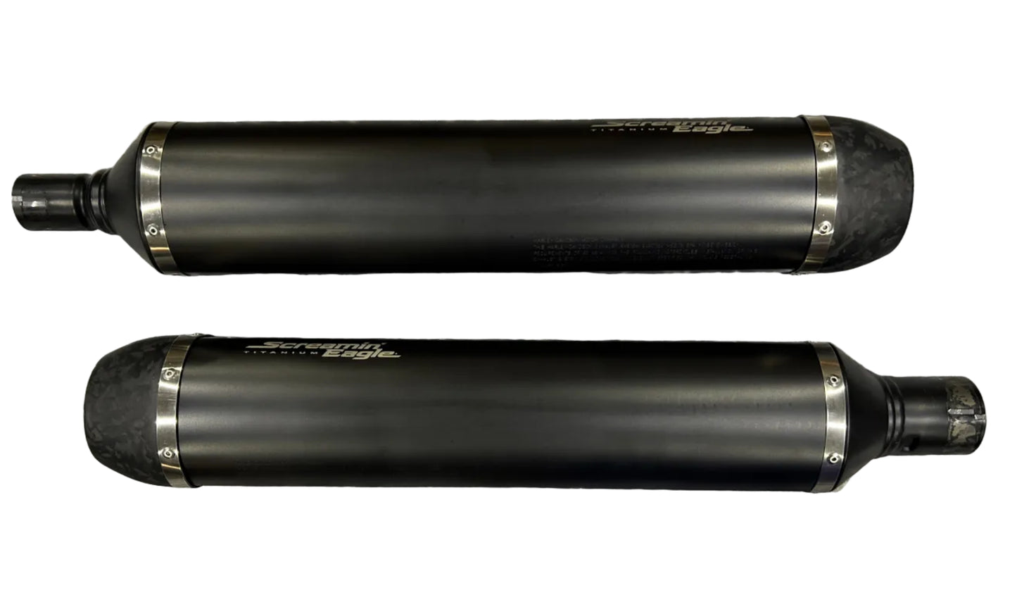 Harley Davidson OEM Carbon Fiber Titanium CVO Mufflers 64901354 & 64901355