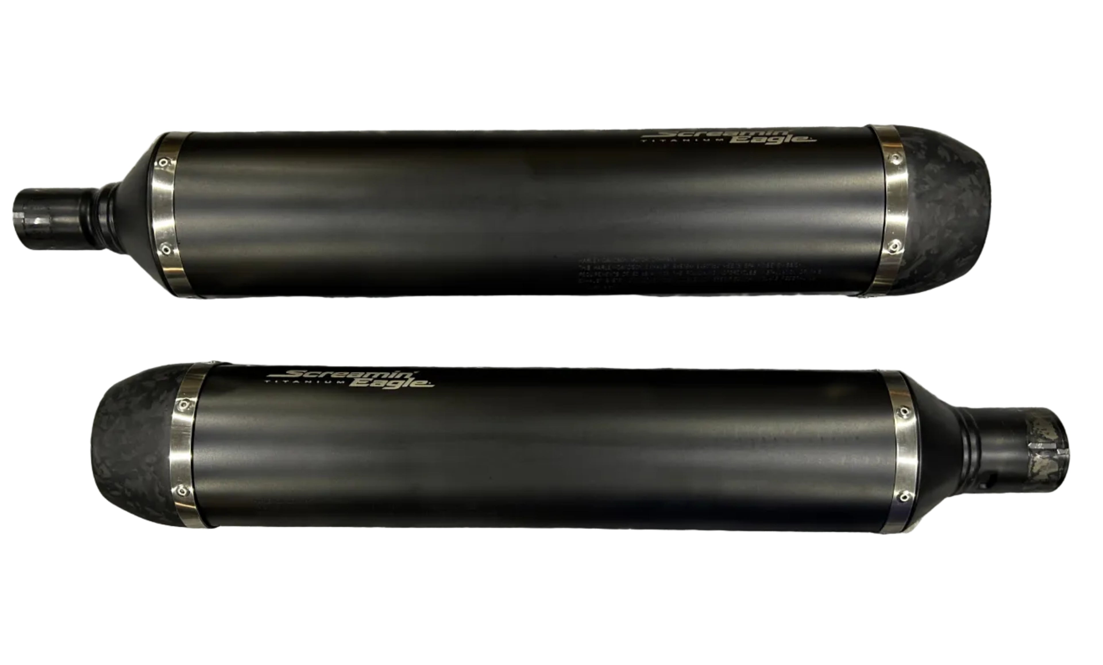 Harley Davidson OEM Carbon Fiber Titanium CVO Mufflers 64901354 & 64901355