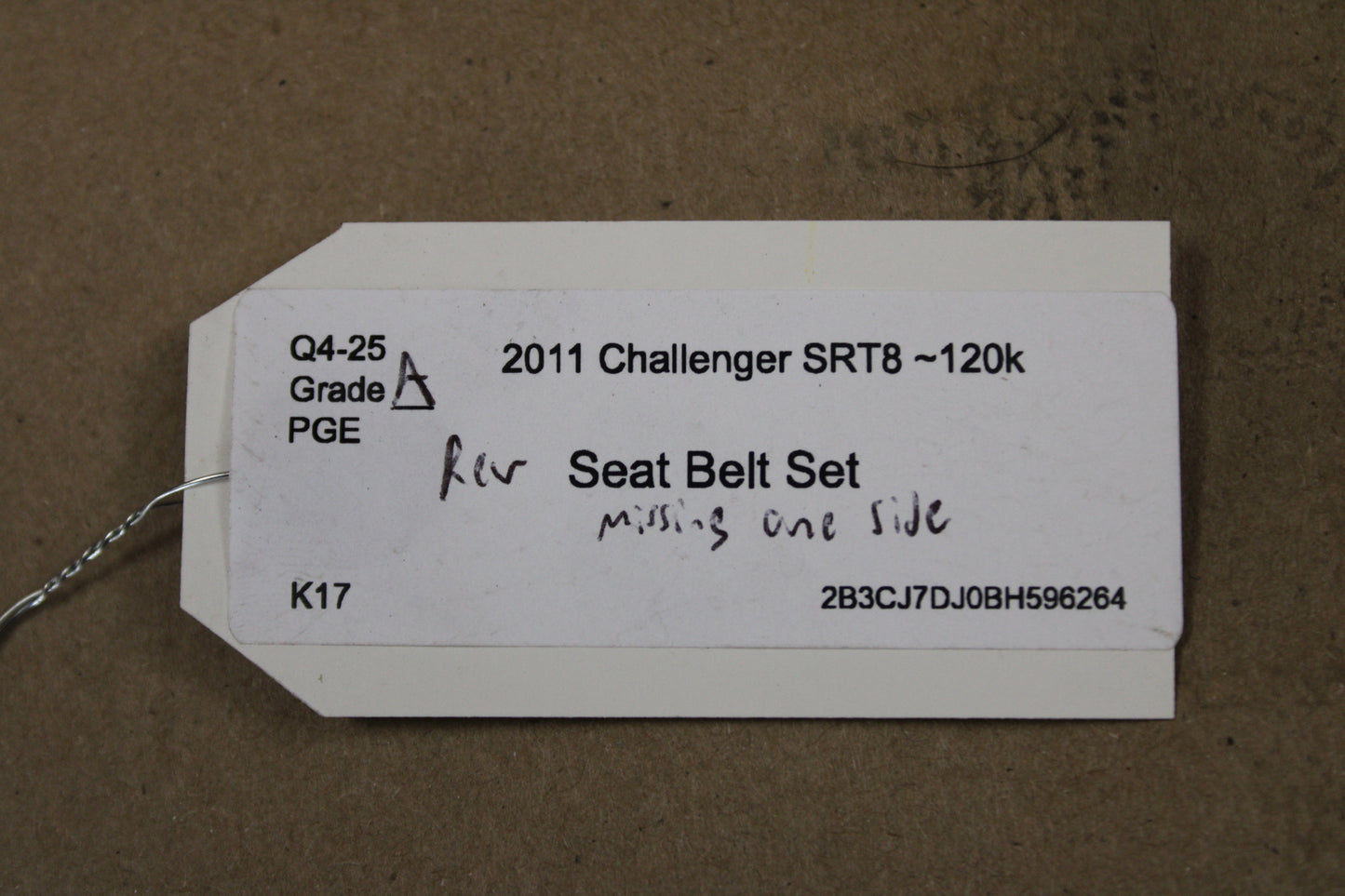 2011-2014 Dodge Challenger 300 OEM Rear Inner Seat Belt Retractor 1SP941DVAB