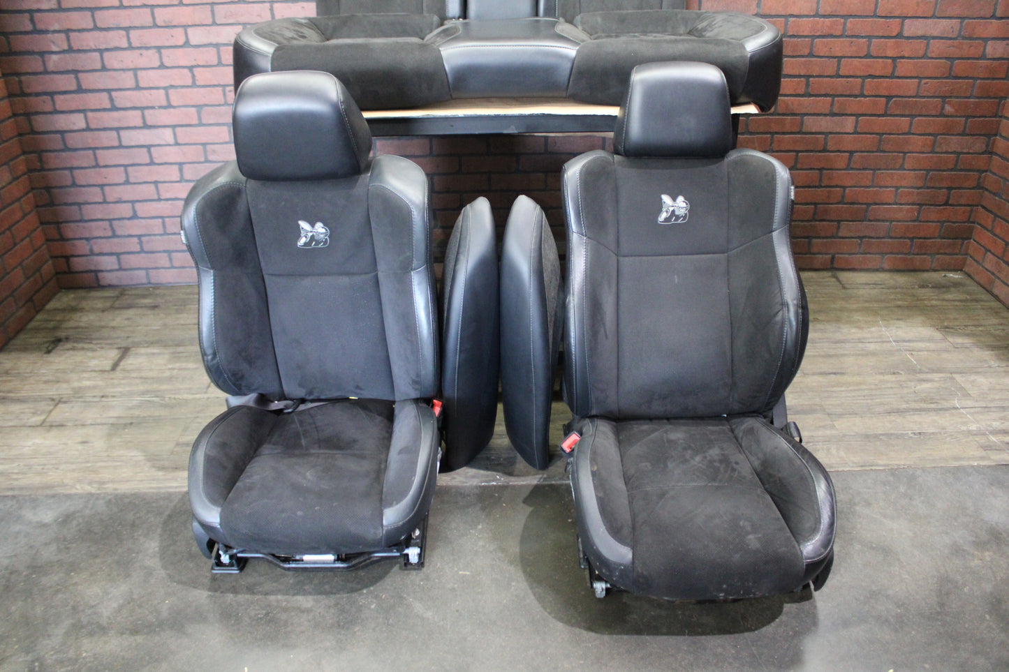 2015-2023 Dodge Charger Scat Pack Front & Rear Black Leather Suede Seat Set OEM