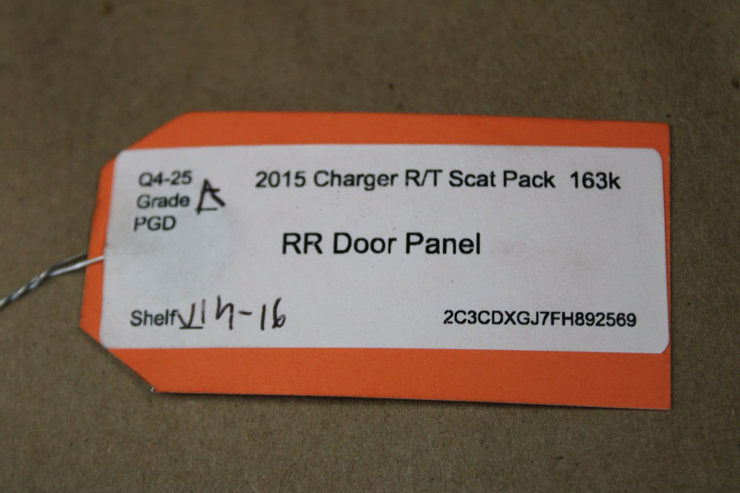 15-19 DODGE CHARGER OEM REAR PASSENGER RH DOOR PANEL CARD TRIM