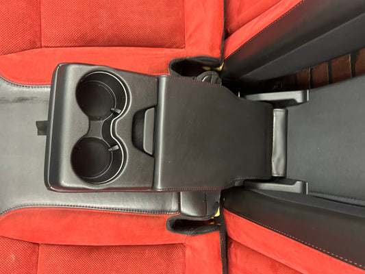 2015-2023 Dodge Charger Black Leather Ruby Red Suede Rear 3 Piece Seat Set OEM