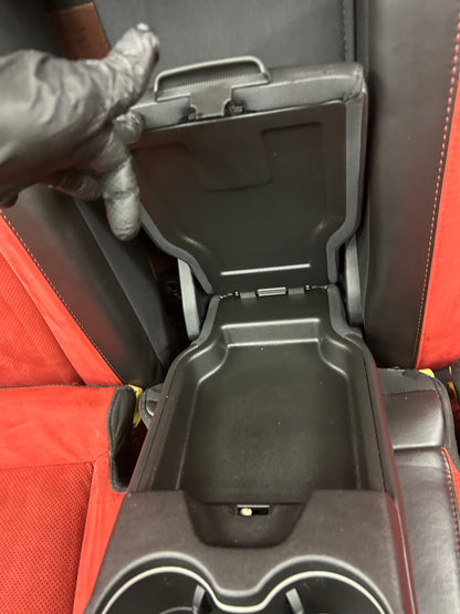 2015-2023 Dodge Charger Black Leather Ruby Red Suede Rear 3 Piece Seat Set OEM