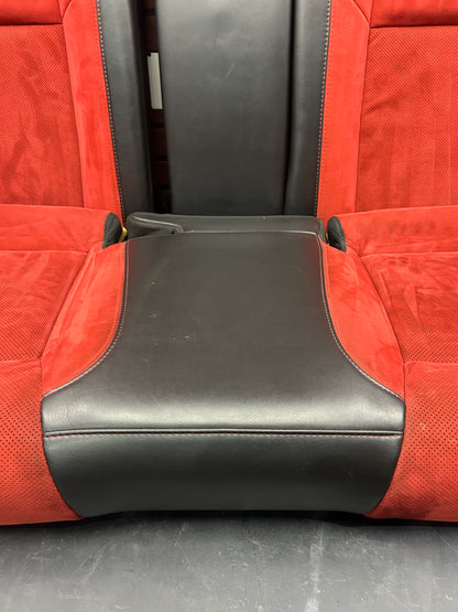 2015-2023 Dodge Charger Black Leather Ruby Red Suede Rear 3 Piece Seat Set OEM