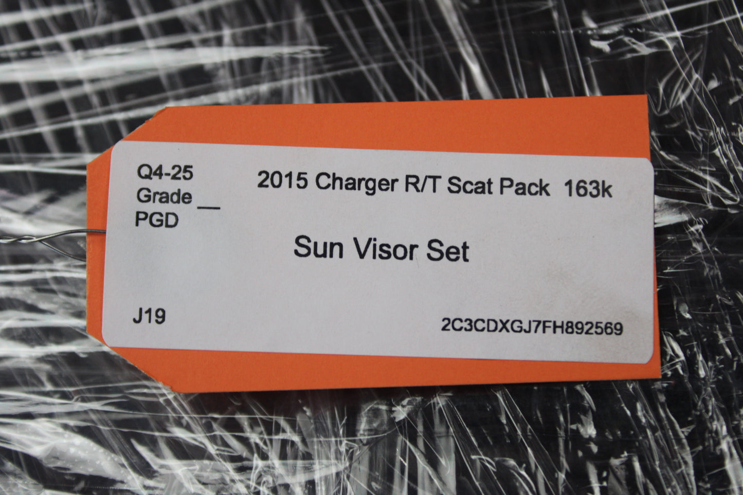 14-23 Dodge Charger LH RH Sunvisor Sun Visor Shade Set Pair Black OEM