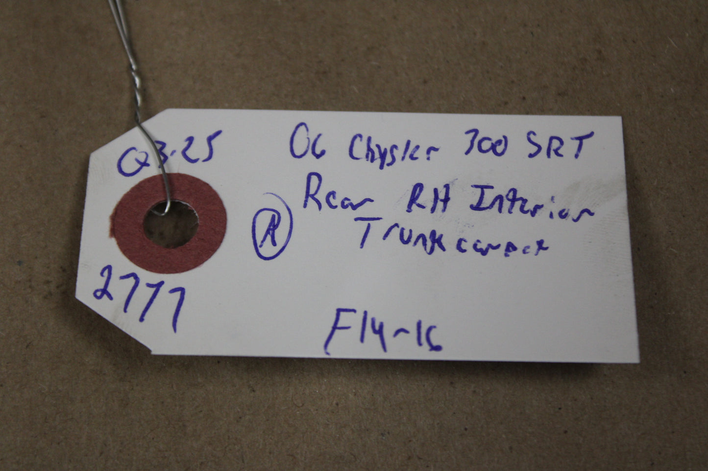 05-10 CHRYSLER 300 REAR PASSENGER RH QUARTER TRUNK CARPET COVER PANEL