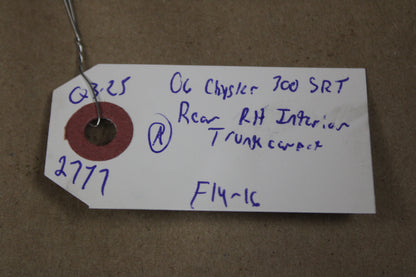 05-10 CHRYSLER 300 REAR PASSENGER RH QUARTER TRUNK CARPET COVER PANEL