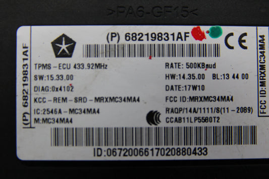 14-21 Mopar Dodge Chrysler Jeep Tire Pressure Monitoring Module 68219831AF OEM