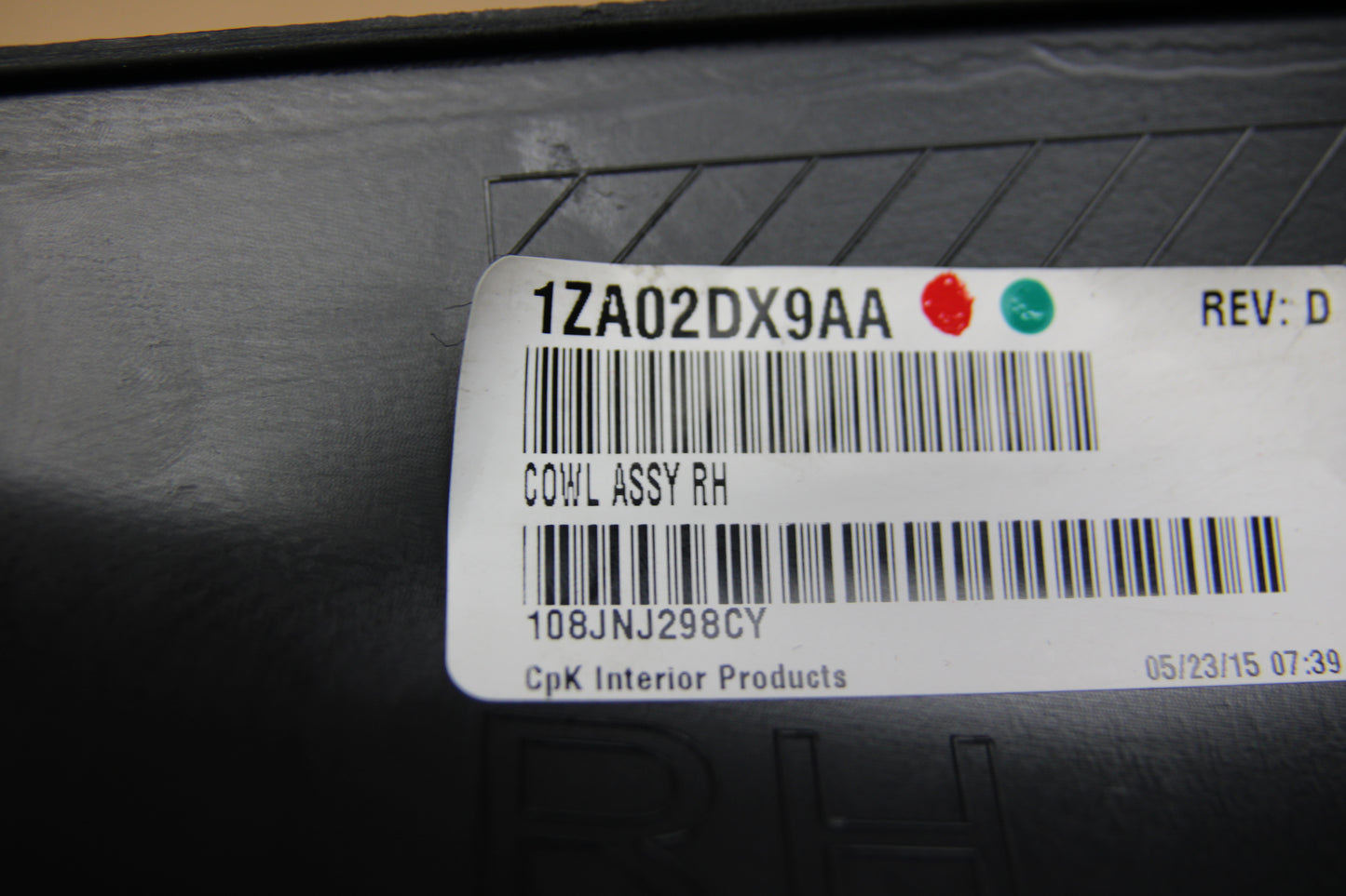2015-2023 Dodge Challenger Right Passenger Cowl Side Trim Panel 1ZA02DX9AA OEM