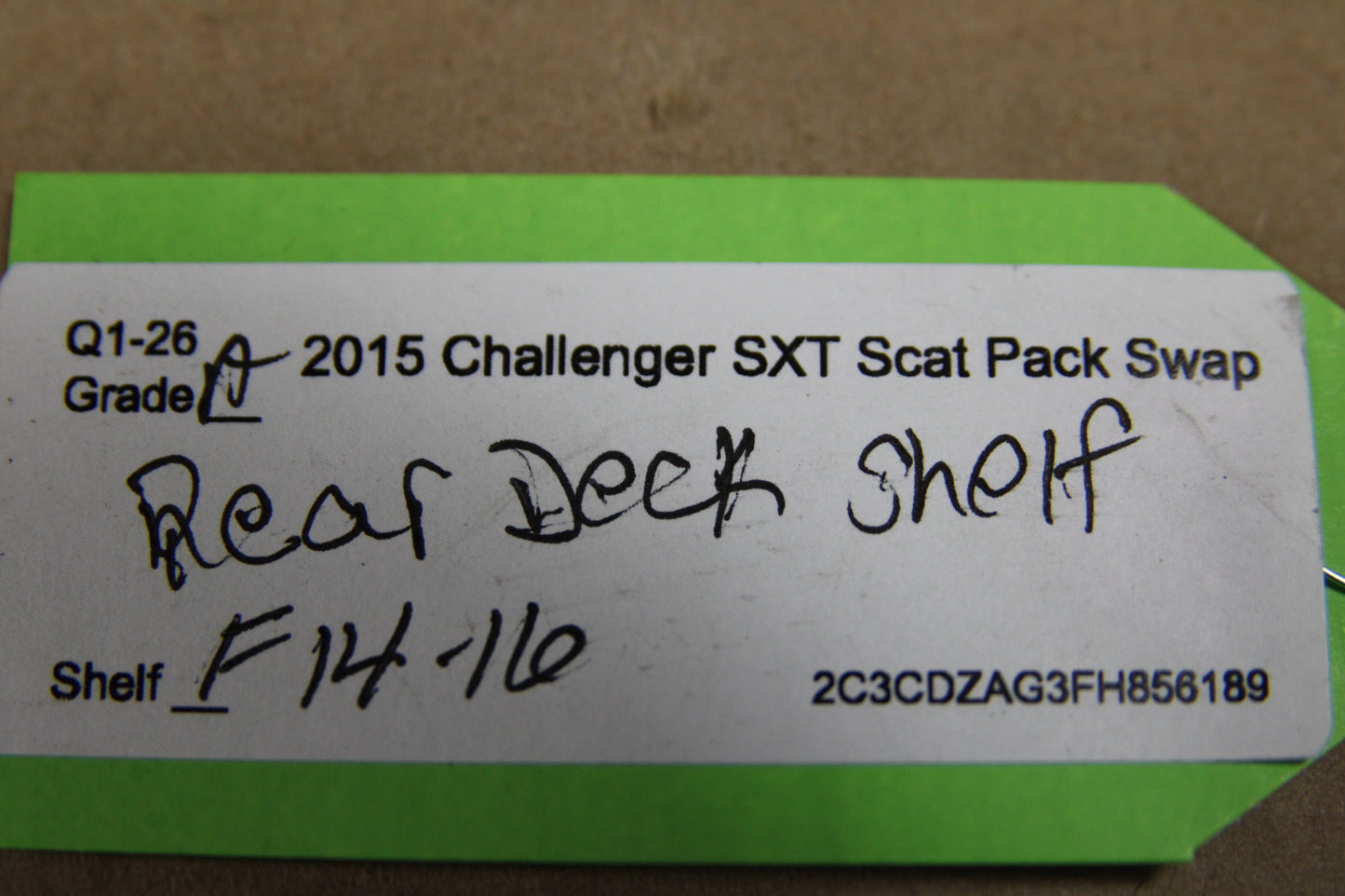 15-23 CHALLENGER REAR DECK SHELF PACKAGE TRAY TRIM PANEL COVER OEM 1ZA12DX9AC