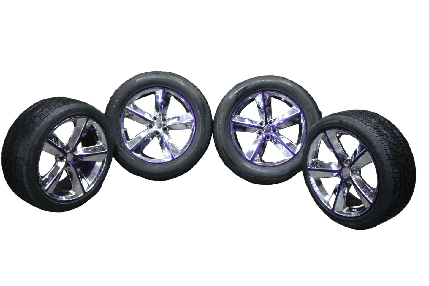 20x9 Chrome Purple 5 Spoke SRT8 Front and Rear Tire and Wheel Reps Set 29k MILES