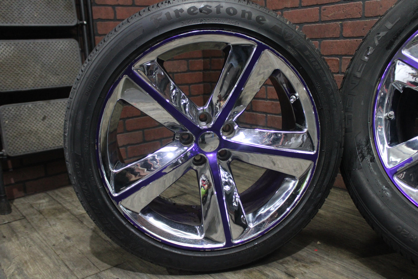 20x9 Chrome Purple 5 Spoke SRT8 Front and Rear Tire and Wheel Reps Set 29k MILES