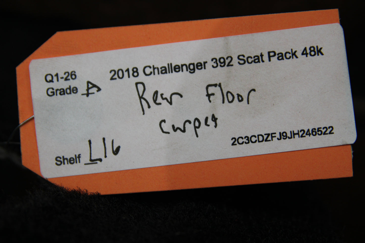 2015-2023 Mopar Dodge Challenger SRT 6.4L 6.2L Rear Floor Carpet 5SQ56DX9AD OEM