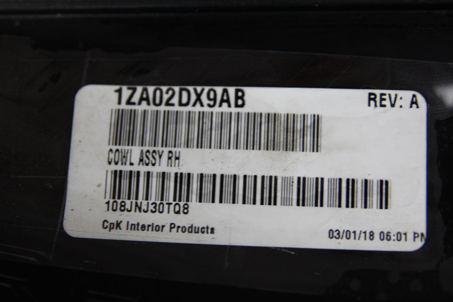 15-23 Dodge Challenger RH Passenger Scuff Sill Cowl Side Trim Panel 1ZA02DX9AB