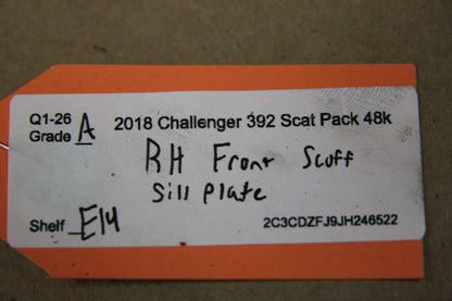 15-23 Dodge Challenger RH Passenger Scuff Sill Cowl Side Trim Panel 1ZA02DX9AB