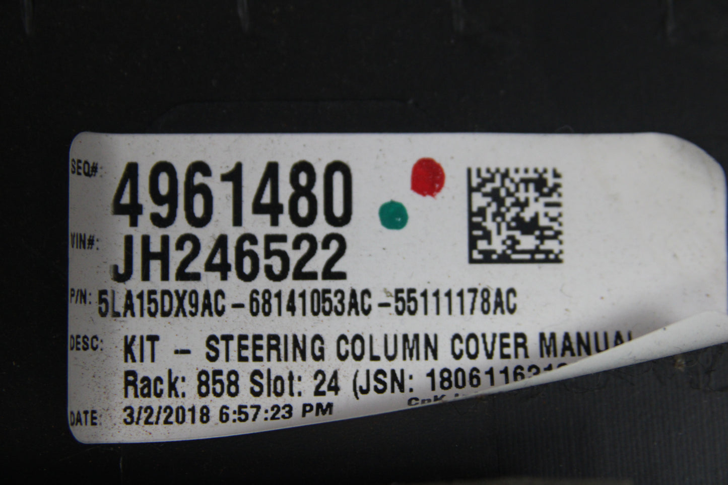 2015-2023 Dodge Challenger Manual Steering Column Opening Cover 5LA15DX9AC OEM