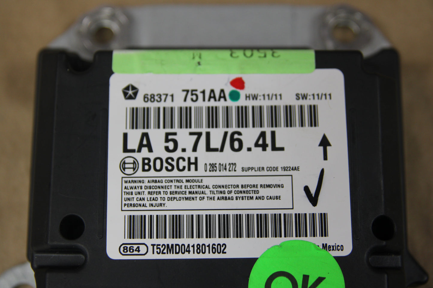 2015 - 2018 DODGE CHALLENGER OCCUPANT RESTRAINT COMPUTER MODULE UNIT OEM