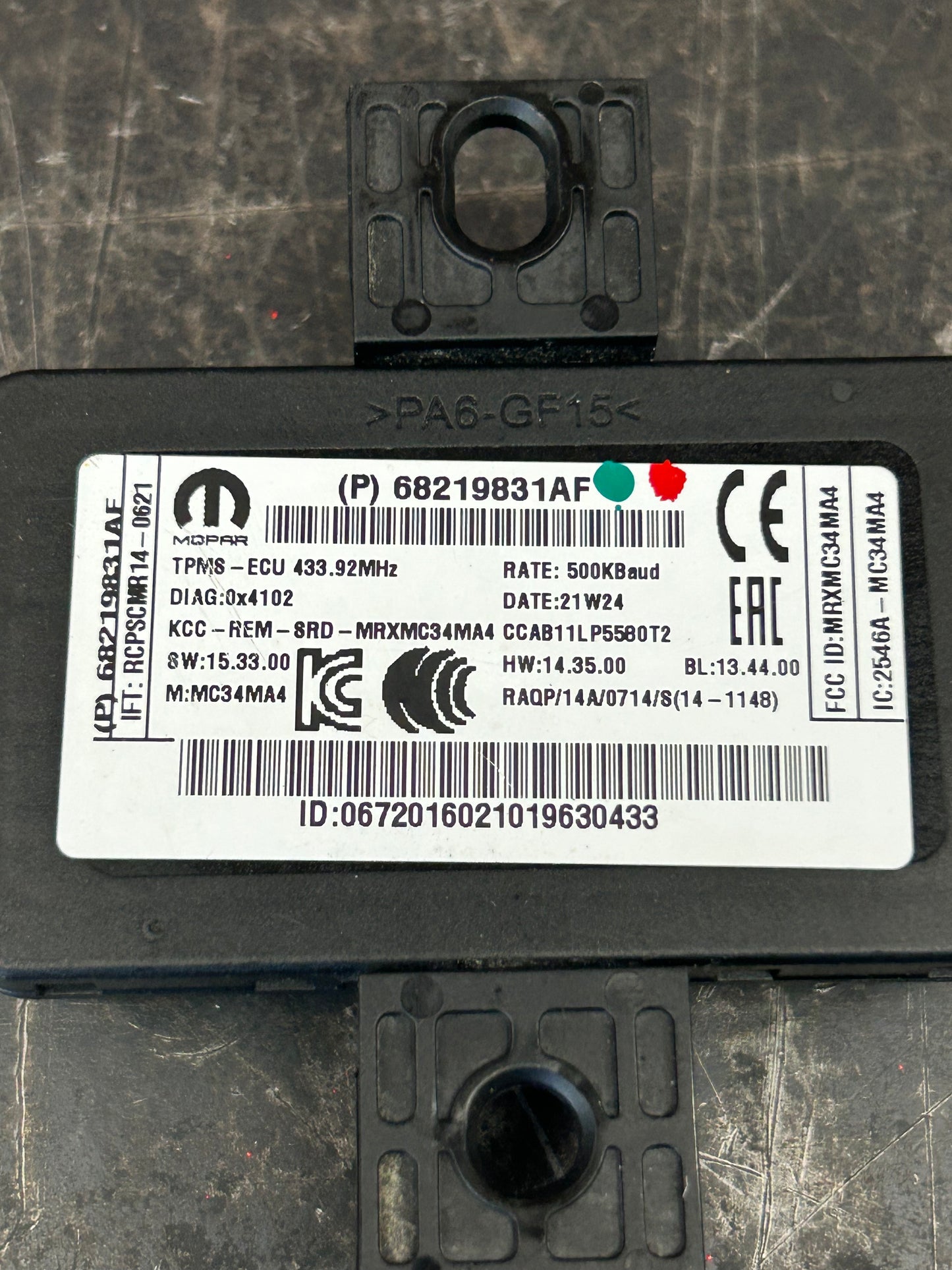 14-21 Dodge Jeep Chrysler Viper Tire Pressure Monitoring Sensor Module TPMS OEM