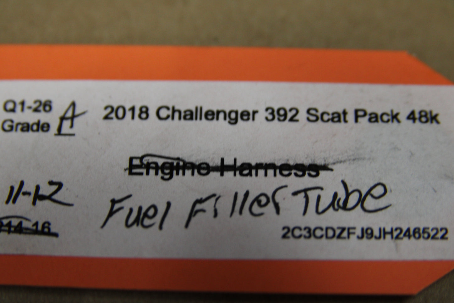 2016 - 2023 DODGE CHALLENGER FUEL GAS TANK FILLER NECK HOSE TUBE PIPE OEM