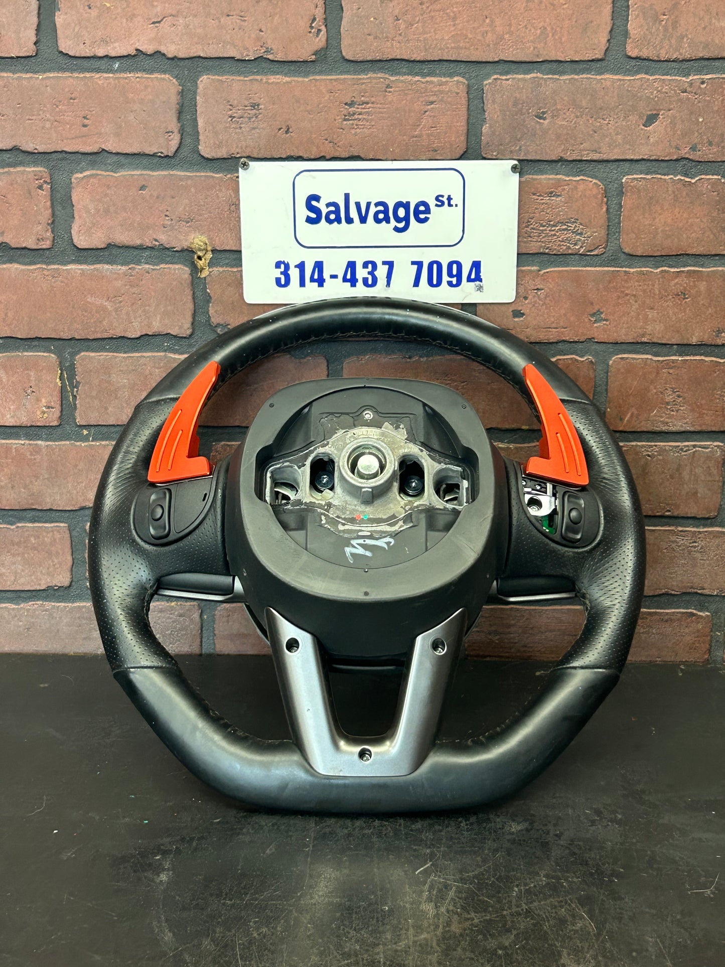 18-23 Dodge Challenger Charger Flat Bottom Steering Wheel Leather Black OEM