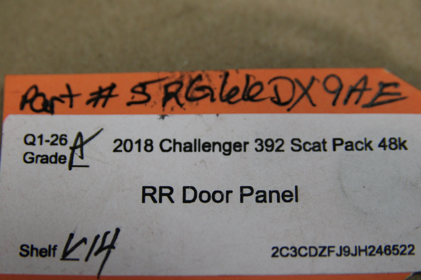 2015-2023 Dodge Challenger RH Passenger Quarter Interior Panel Trim 5RG66DX9AE