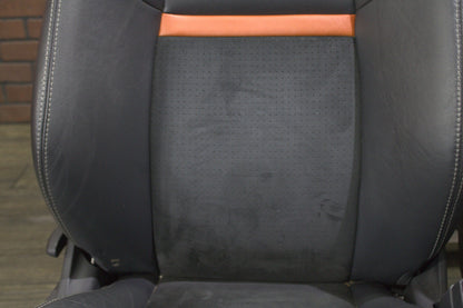 2011-14 Dodge Challenger SRT8 Orange Stripe Leather Suede Full Complete Seat Set