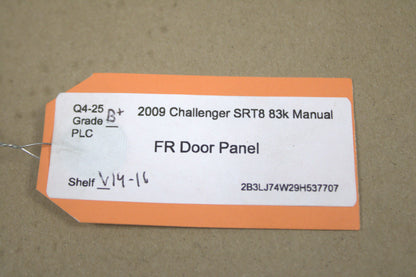 2008-2014 Dodge Challenger Front Passenger Right Side Interior Door Panel Black