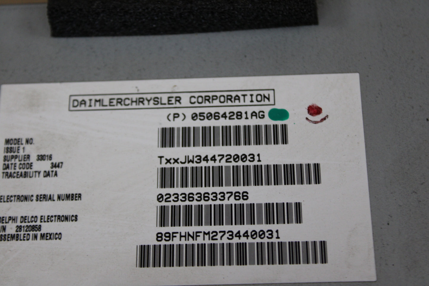 08-10 JEEP DODGE CHRYSLER SATELLITE RECEIVER RADIO MODULE 05064281AG