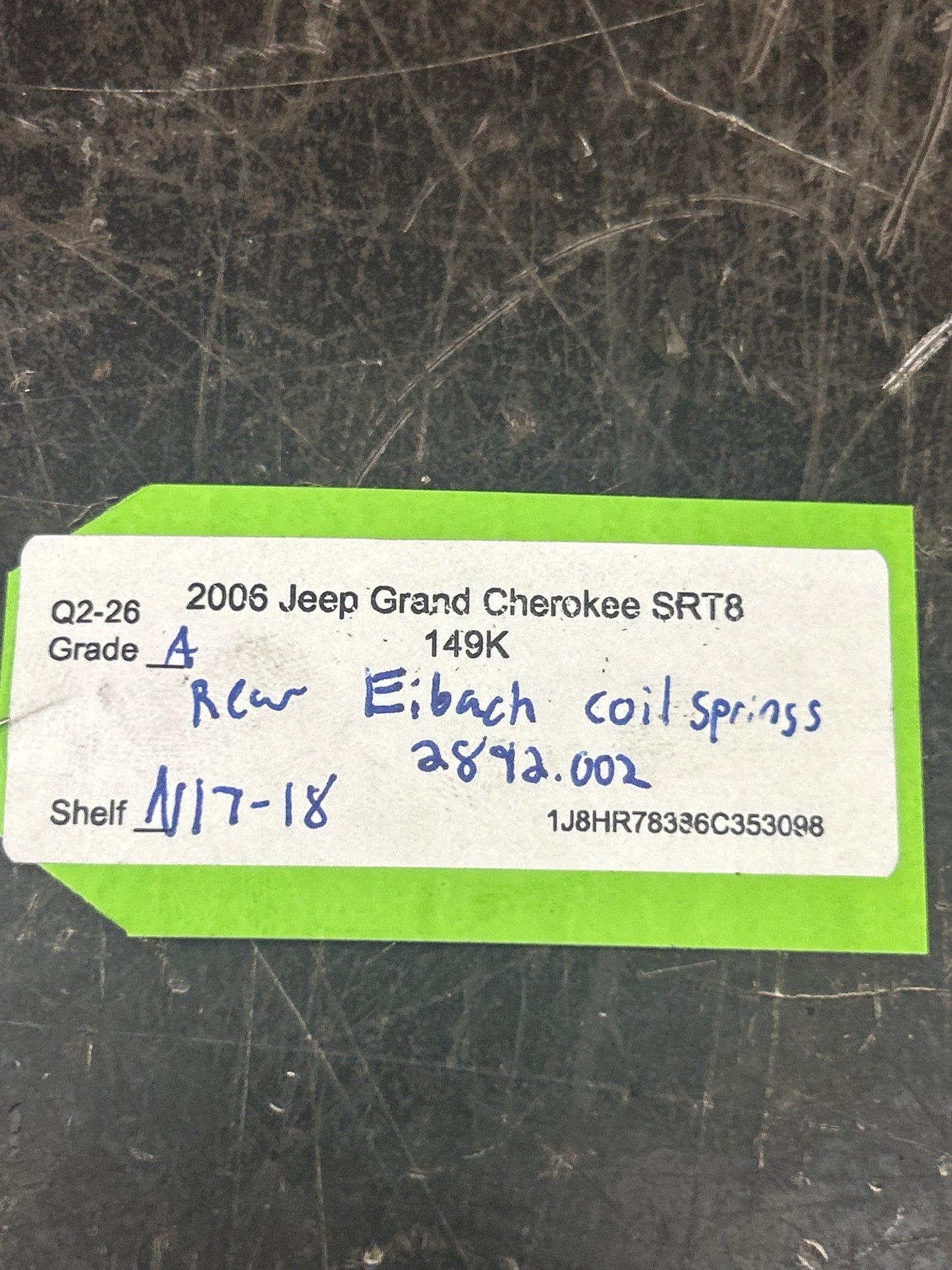 05-10 JEEP GRAND CHEROKEE WK1 SRT8 REAR SUSPENSION EIBACH LOWERING COIL SPRINGS