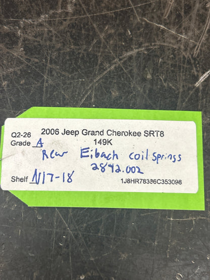 05-10 JEEP GRAND CHEROKEE WK1 SRT8 REAR SUSPENSION EIBACH LOWERING COIL SPRINGS