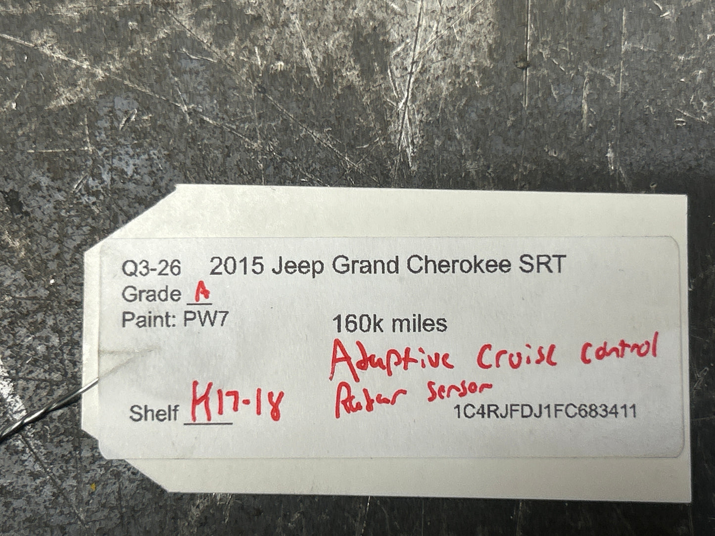 14-15 Grand Cherokee/Durango Adaptive Cruise Control ACC Radar Sensor 68259548A