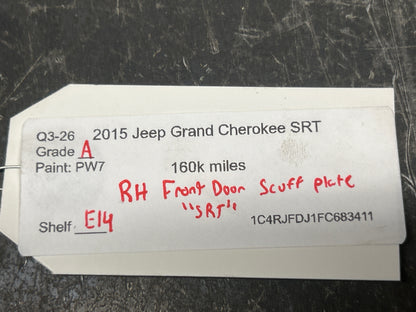 2015-2021 Jeep Grand Cherokee SRT8 Right Side passenger Door SRT Scuff Panel
