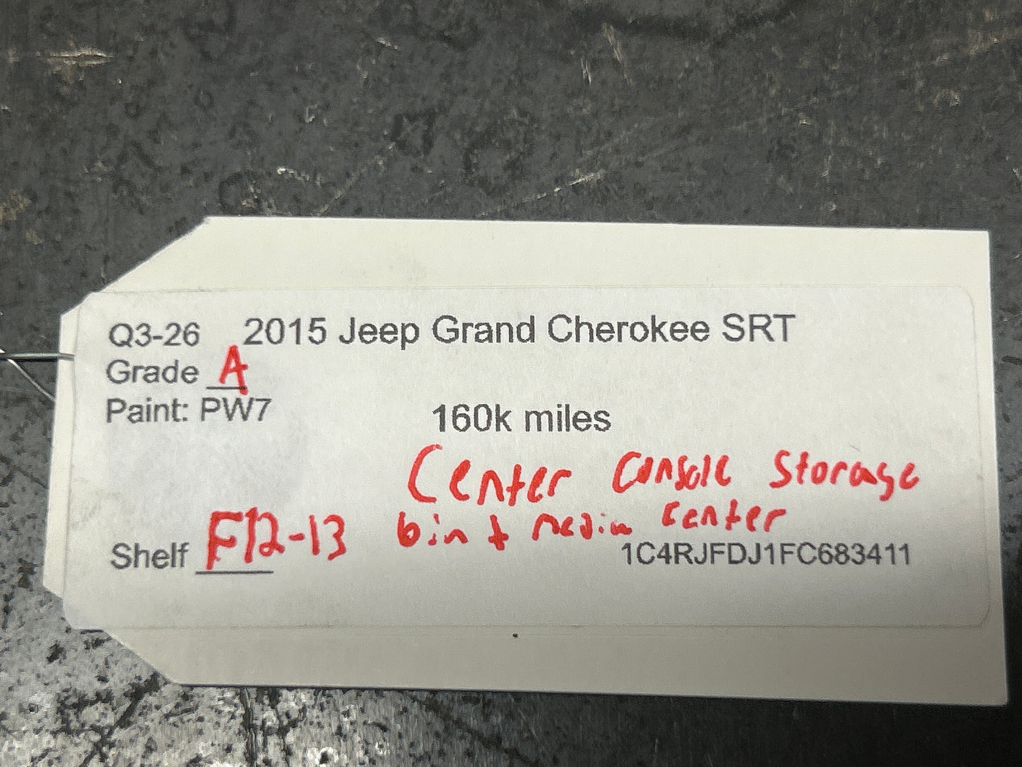 2014-2015 Jeep Grand Cherokee SRT8 Dash Storage Bin/Ashtray OEM X90020202SF