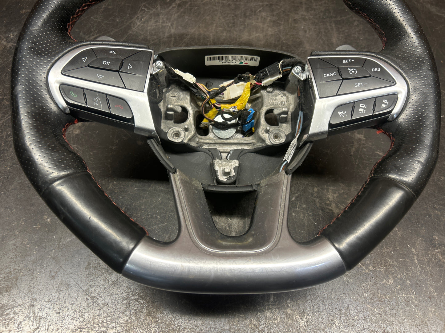 2014-2018 Jeep Grand Cherokee SRT Steering Wheel & Column Bezel  Black Leather