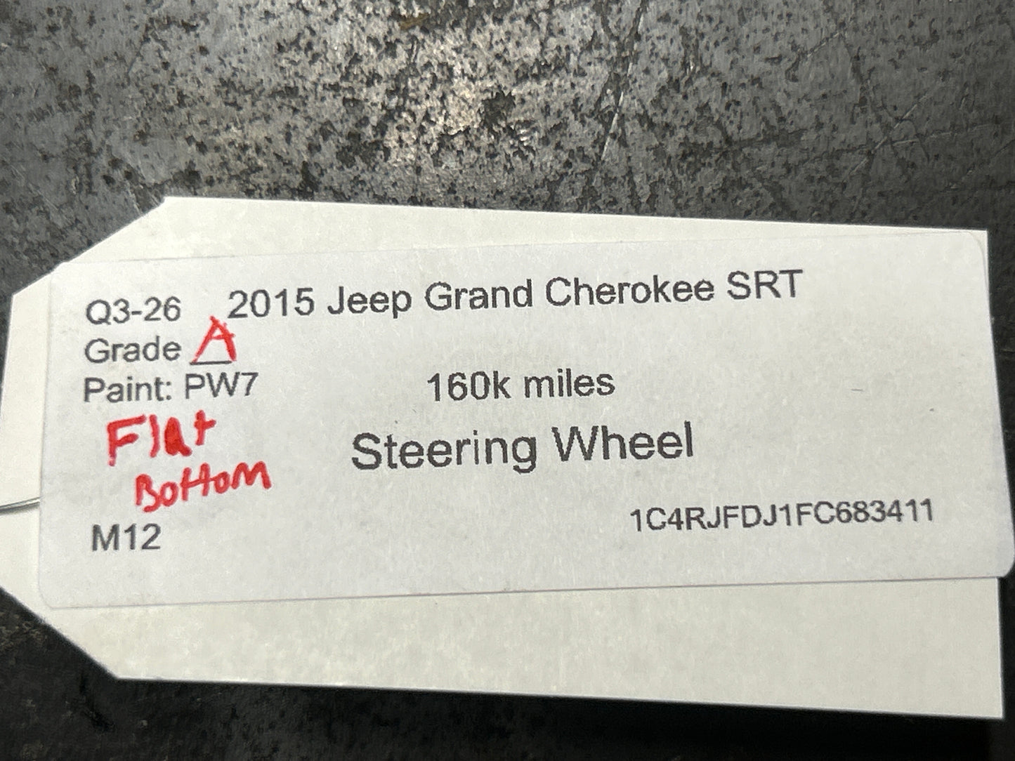 2014-2018 Jeep Grand Cherokee SRT Steering Wheel & Column Bezel  Black Leather