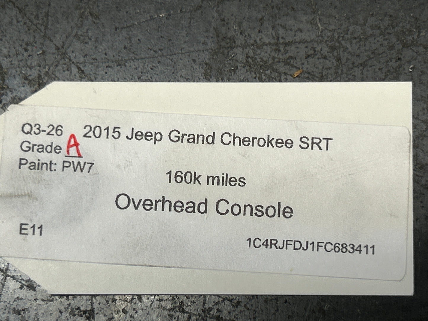 2014-2021 JEEP GRAND CHEROKEE SRT OEM SUNROOF OVERHEAD CONSOLE DOME LIGHT LAMP