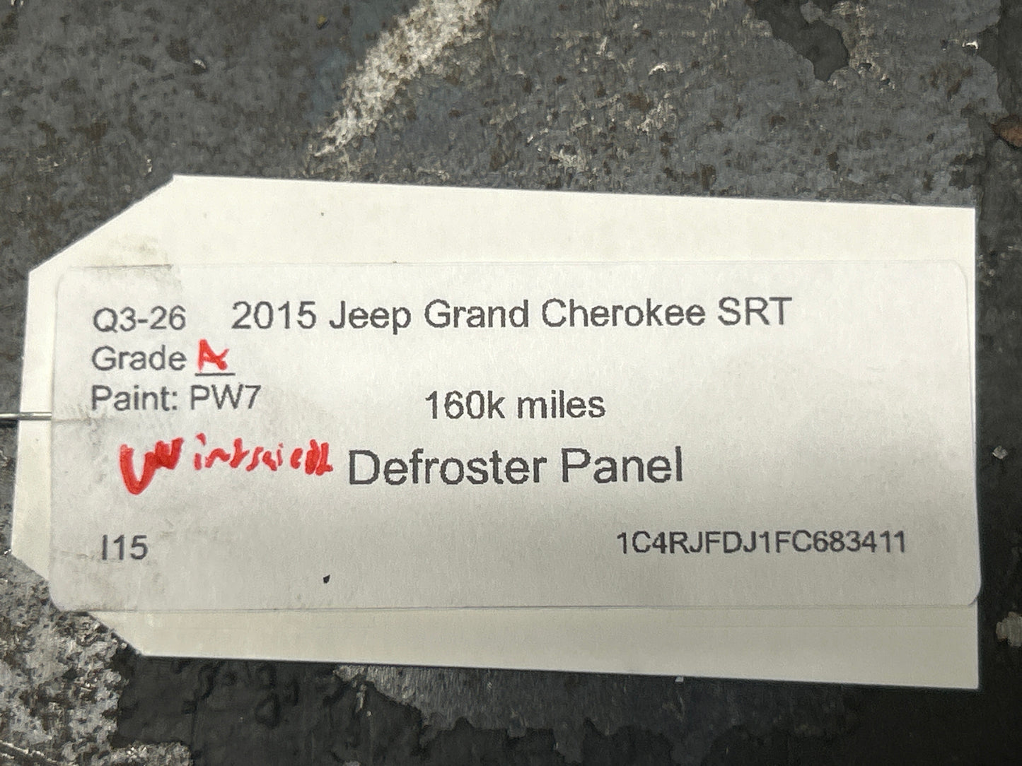 2011-2015 Jeep Grand Cherokee SRT Front Black Upper Cowl Panel 55079197AH