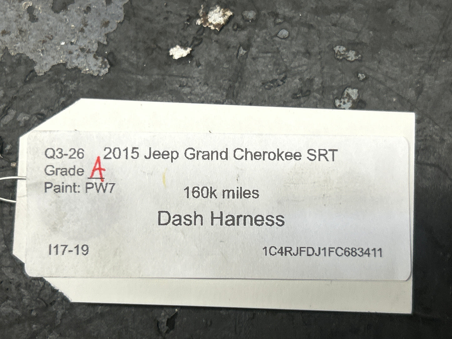 2015 Jeep Grand Cherokee SRT Dash Wiring Harness Instrument Panel OEM