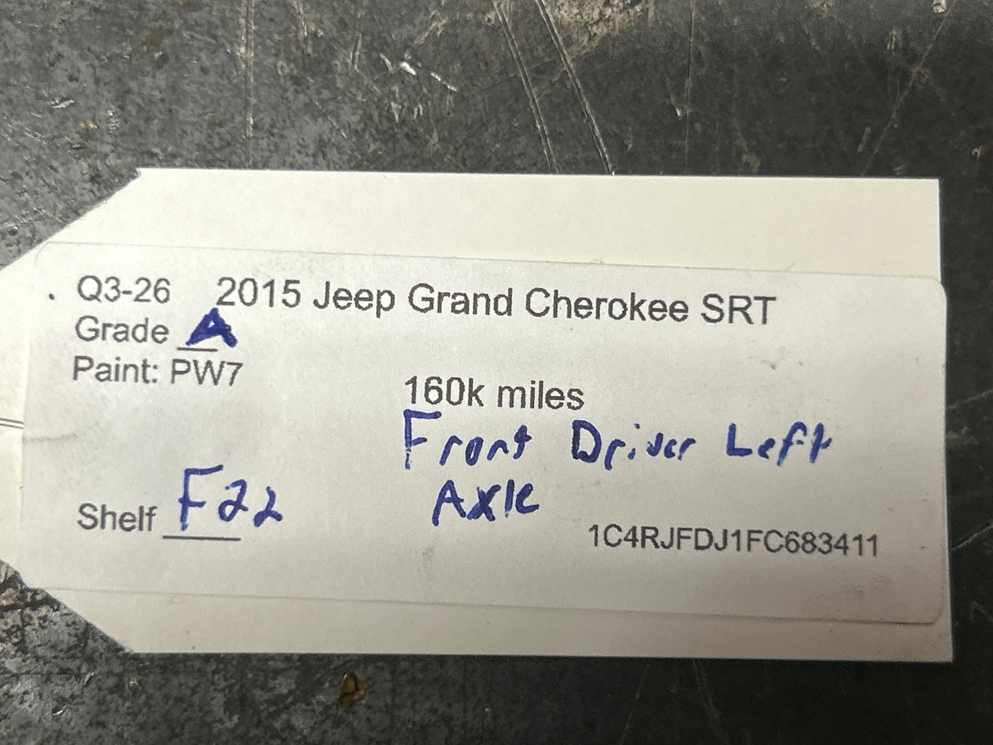 2011-2021 JEEP GRAND CHEROKEE SRT 4WD FRONT LEFT DRIVER SIDE AXLE SHAFT OEM