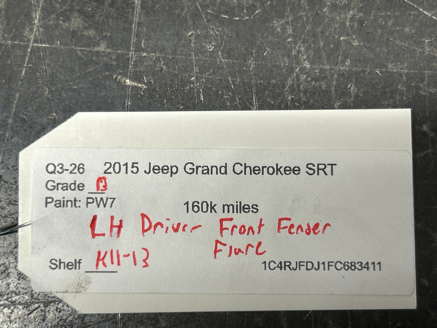 2014-2021 GRAND CHEROKEE SRT/TRACKHAWK WK2 FRONT LEFT DRIVER FENDER FLARE TRIM