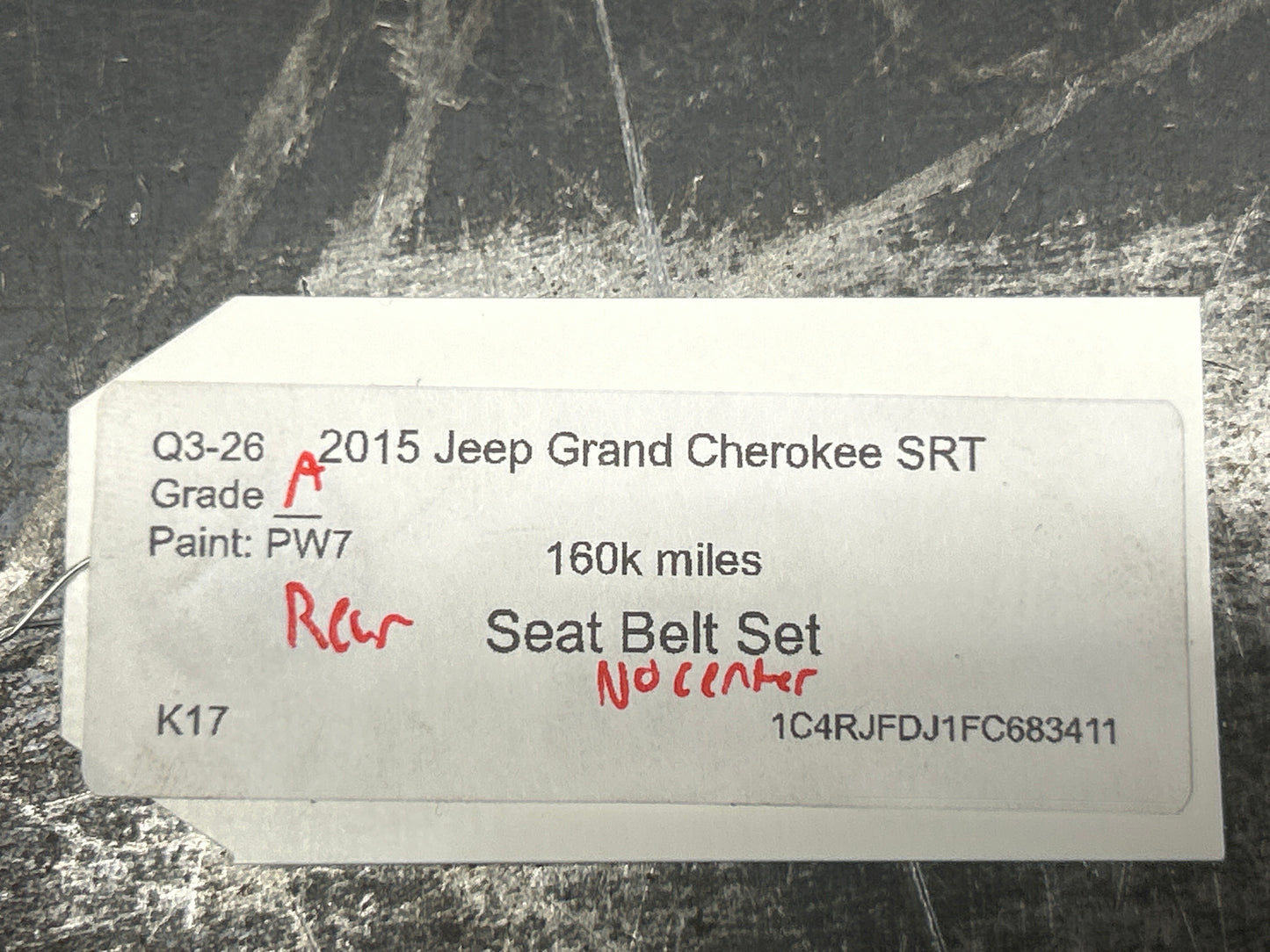 2014-2018 JEEP GRAND CHEROKEE SRT OEM REAR OUTER SEATBELT RETRACTOR SET PAIR