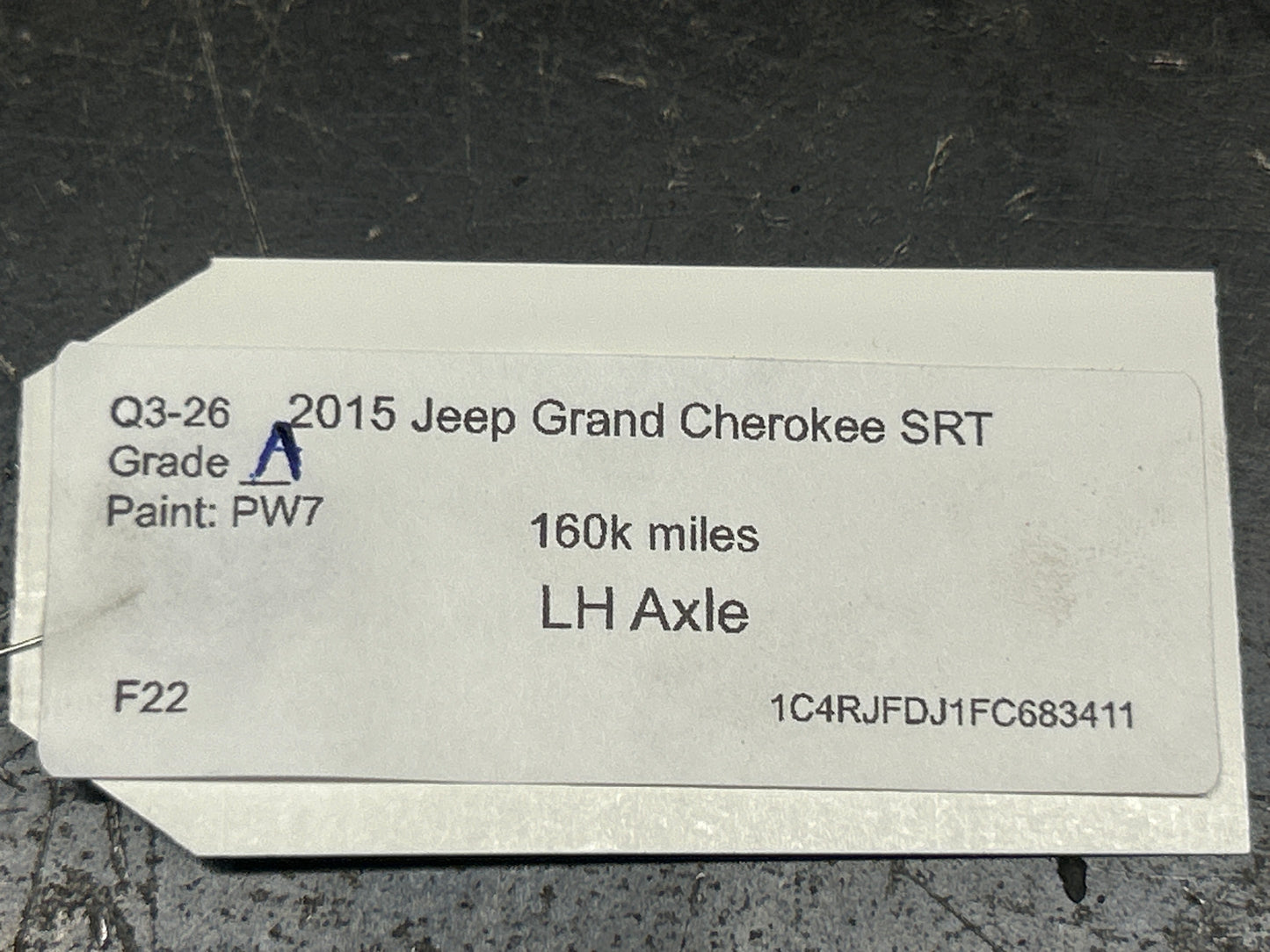 2011-2021 Jeep Grand Cherokee SRT 6.4L OEM Left Rear Driver CV Axel Shaft